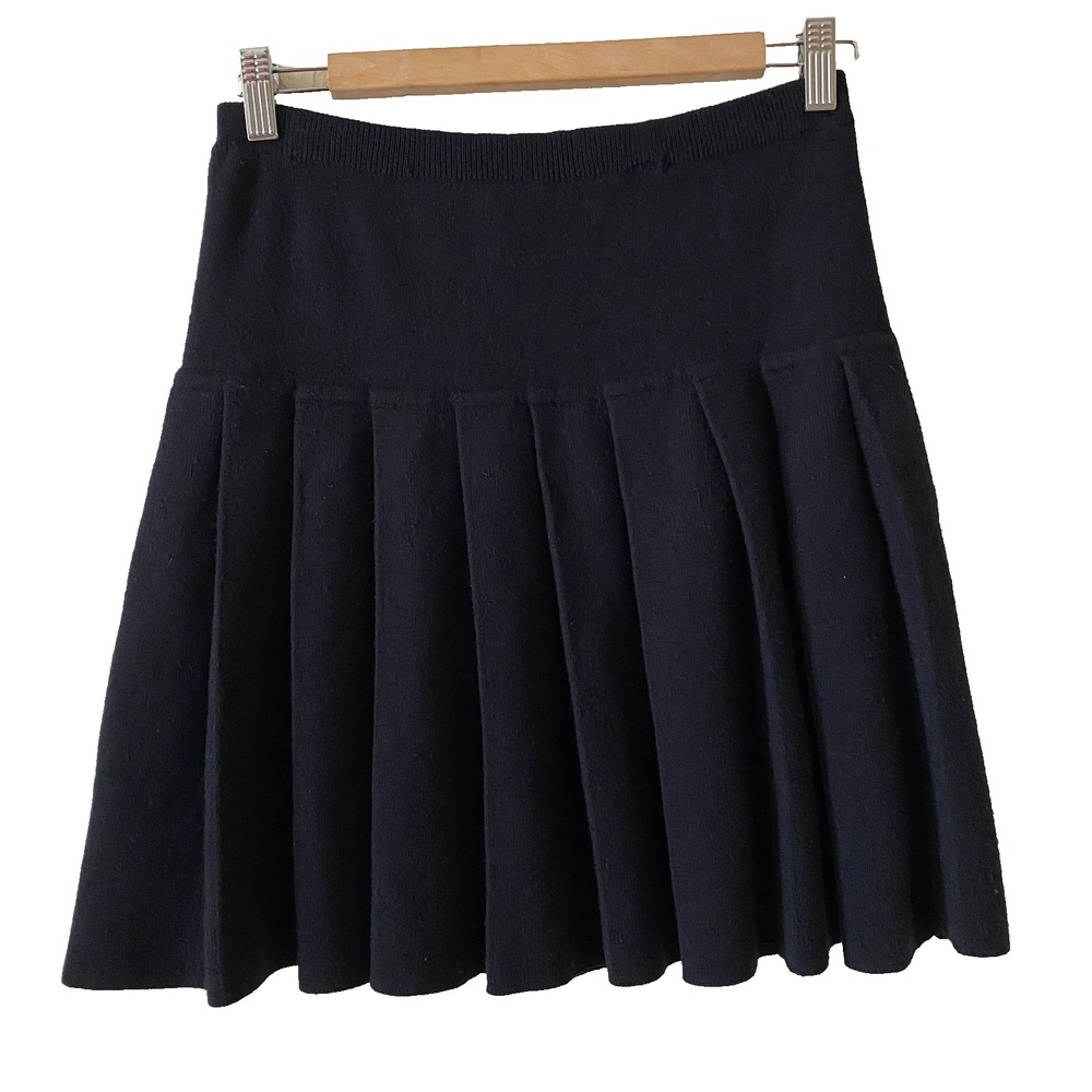 VTG Y2K The Limited Black Lambswool Skirt Sz S Pleated Stretch Pull On Preppy